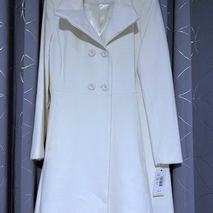 TRINA TURK WINTER COAT SIZE 12 COLLAR UP OR OPEN OFF WHITE COLOR ELEGANT NWT